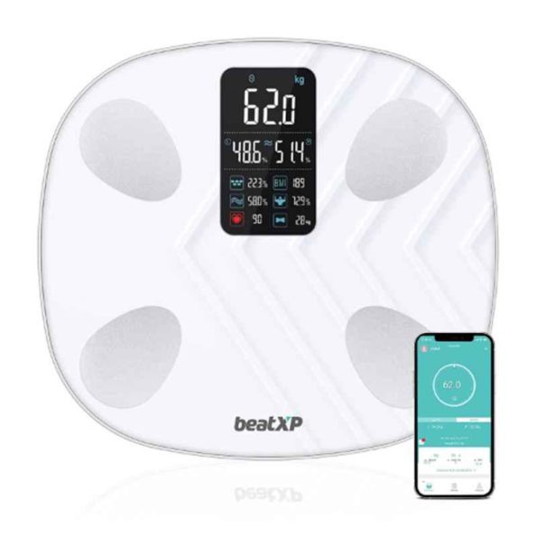 BeatXP SmartPlus Prime 180kg ABS White Weighing Scale with BMI & Body Fat Analyzer