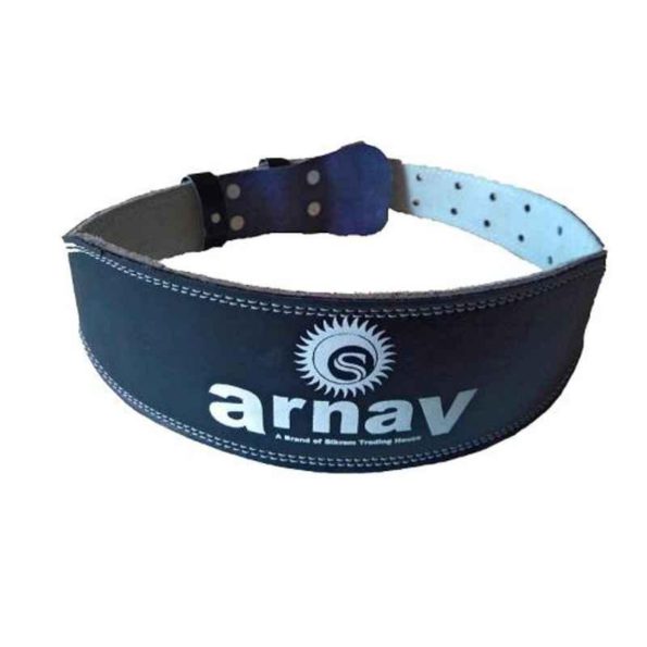 Arnav 4 inch Black Split Leather Weight Lifting Gym Belt with Steel Roller Buckle