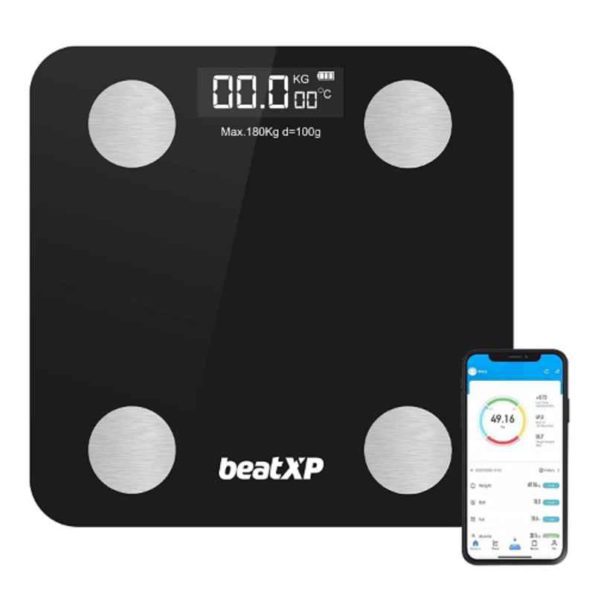 BeatXP Smart 180kg Tempered Glass Bluetooth BMI Weight Machine with 12 Essential Body Parameter