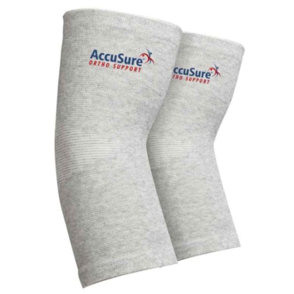 AccuSure Medium Bamboo Yarn 4 Way Stretchable Bi-Layered Elbow Compression Support for Men & Women