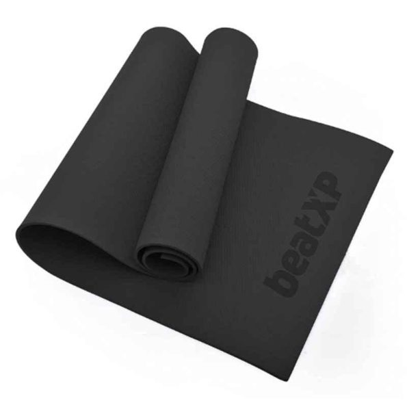 BeatXP 72x24 inch Ethylene Vinyl Acetate Black Yoga Mat with Strap