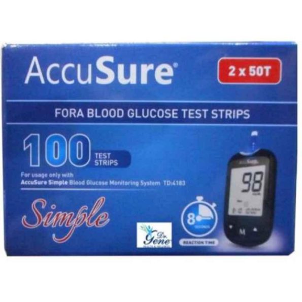 Accusure Simple 100 Pcs Glucometer Strips Box