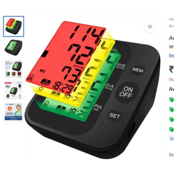 AccuSure 3 Colour Smart Display Blood Pressure Monitor