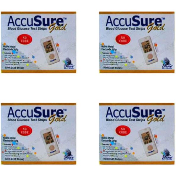 Accusure Gold 200 Pcs Glucometer Strips Box