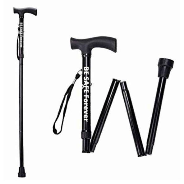 Besafe Forever 37 inch Aluminium Black Folding Height Adjustable Walking Stick