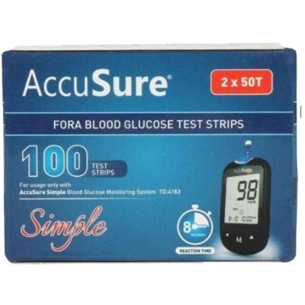 Accusure 4183 100 Pcs Glucometer Strips Box